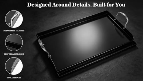 Updated 25" x 16" Cast Iron Griddle for Gas Grill (25.2" x 16.2" x 2.6")