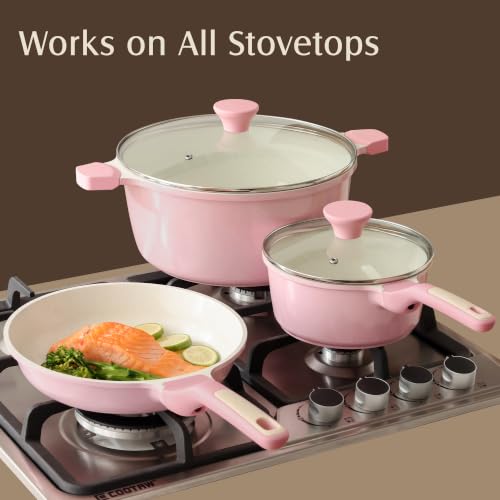 23 PCS Non Toxic Ceramic Cookware Set (Sakura Pink / Large)