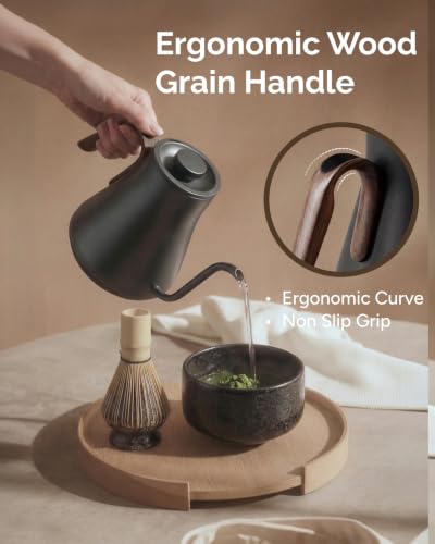 Gooseneck Electric Kettle with Precise ±1℉ Temperature Control (Matte Grey)