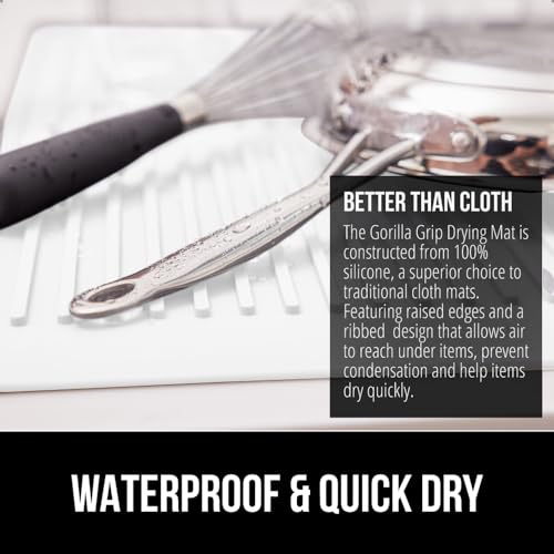 Patented BPA Free Silicone Dish Drying Mat (13" x 11" / Silicone / White)