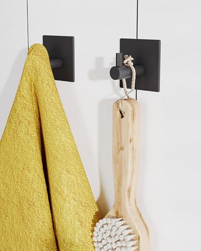 Black Paper Towel Holder Under Cabinet with 2 Hooks Self Adhesive
