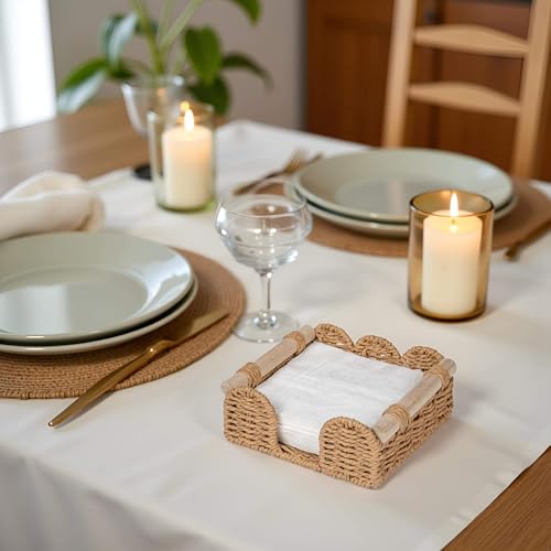 Square Scalloped Napkin Holder for Table for Home Kitchen Decor