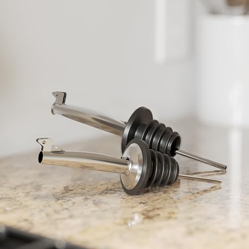 Kitchen Cooking Oil Dispenser Set (4 Pack / Silver)