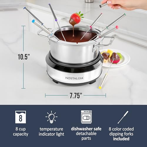 8 Cup Electric Fondue Pot Set for Cheese & Chocolate (8 Count)