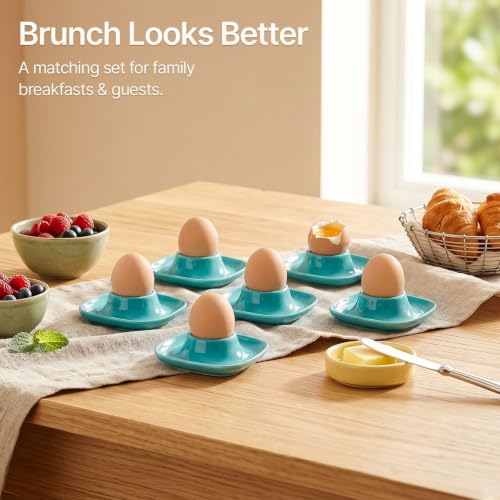 Soft Boiled Egg Cups (6 Pack / Square Style, Blue)