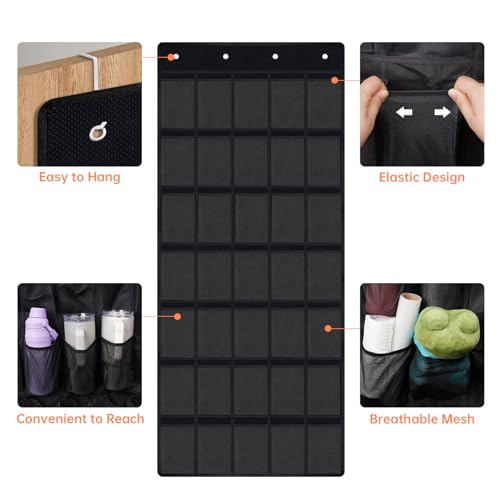 35 Pockets Door Hanging Cup Organizer Fit for Stanley Tumbler (67'' x 27.6'' / Black)