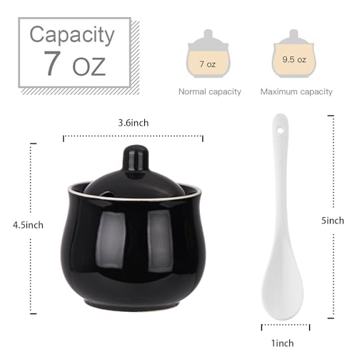 7 OZ Ceramic Sugar Bowl with Lid and Spoon