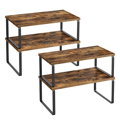 Cabinet Organizer Shelf (Black + Natural / 2*L (5.4"H) + 2*L (6.2"H))