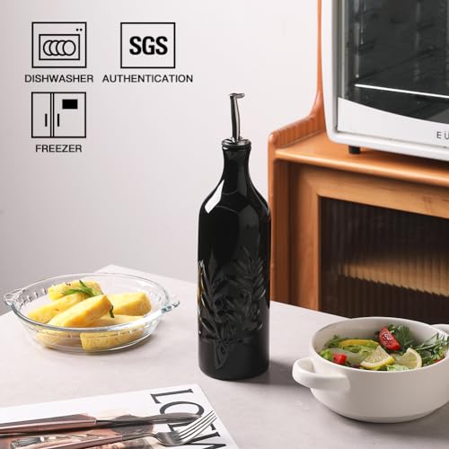 Sweejar Large Ceramic Olive Oil Dispenser Bottle (Black / 24 oz, Set of 1)