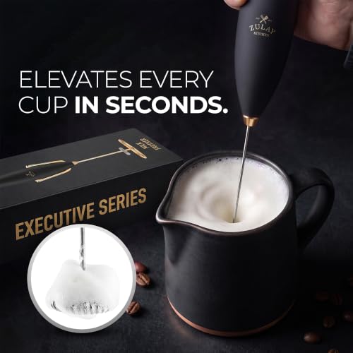 Powerful Milk Frother Wand With Duracell Batteries (Gift Box Black & Gold / Z1 Motor + Batteries)