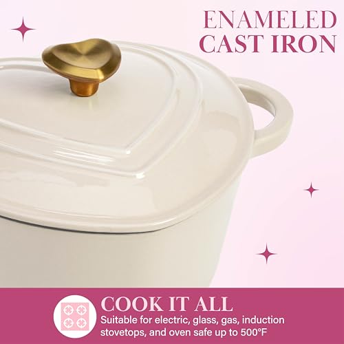 Enameled Cast Iron Dutch Oven Pot with Lid (Cream / 4-Quart)
