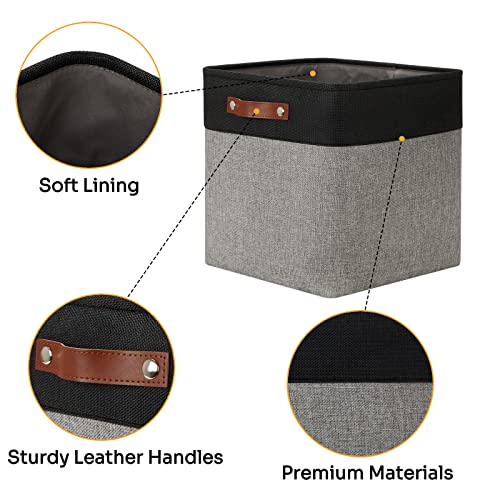 Storage Bins for Organizing (Black&Grey / L-13"x 13"x 13")