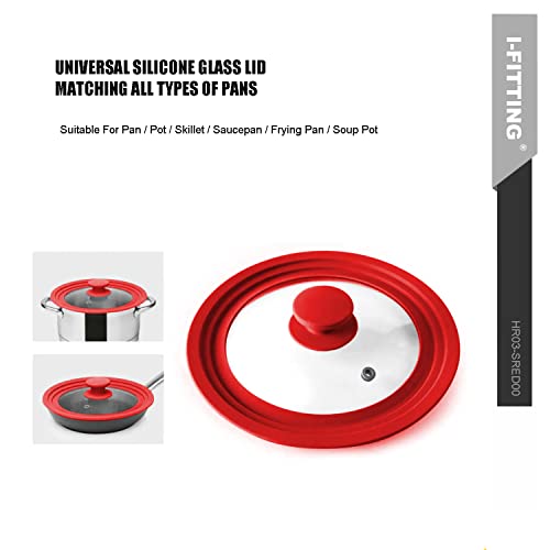 Universal Tempered Glass Lid for Pots (10”,11”, 12” / Red)