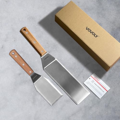 Stainless Steel Spatula Set (3''x5''+3''x8''_Wooden Handle)
