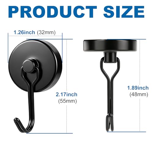Magnetic Hooks (Black / 1.26in)