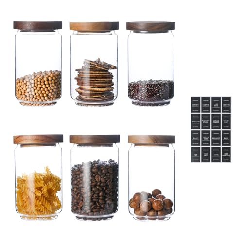 25 OZ Glass Jars 6 Pack with 112 Labels (25 OZ SET OF 6)