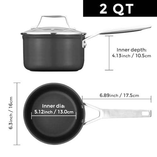 2 QT Nonstick Saucepan with Lid (2 Quarts)