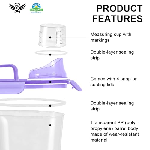 10LBS Airtight Rice Food Storage Container BPA Free (Clear Purple / 5L-1pack)