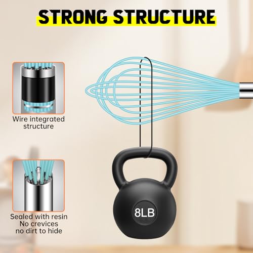 4 Pieces Silicone Whisks Set (Blue,Silver)