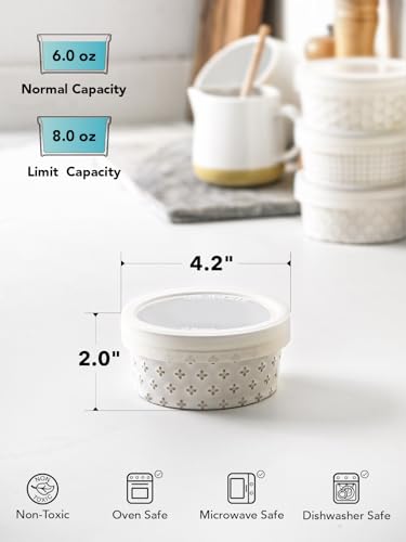 Ramekins Oven Safe with Lids (6 oz)
