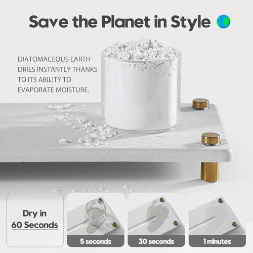 Water Absorbing Stone Sink Caddy Kitchen Sink Organizer Tray (12.5"x 4.5" - Beige - Gold)
