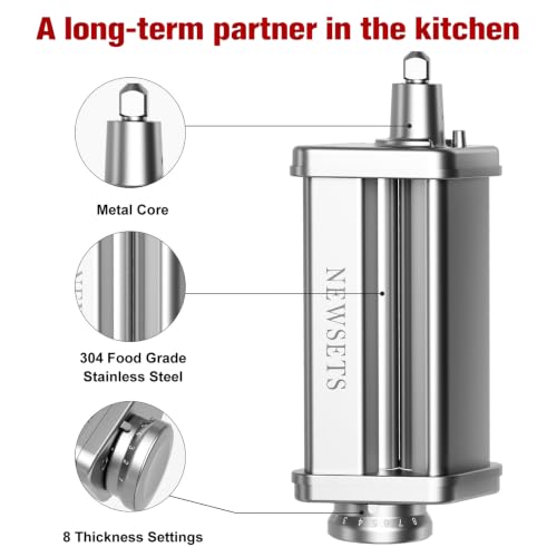 Pasta Roller Attachment for KitchenAid Stand Mixer (Silver)