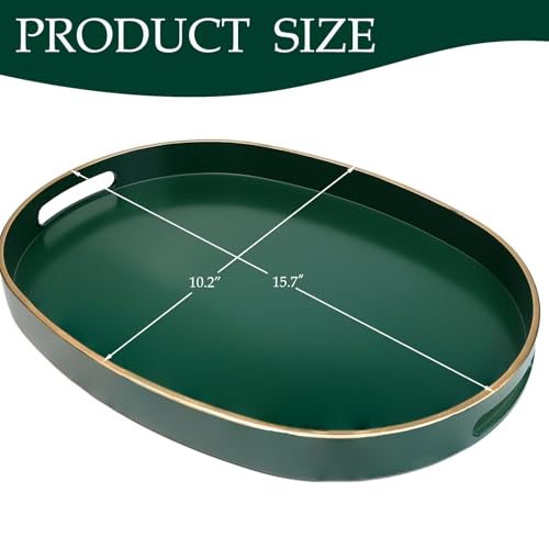 Dark Green Plastic Serving Tray for Ottoman (Oval Dgreen / 15.5" x 10.6" x 1.4")