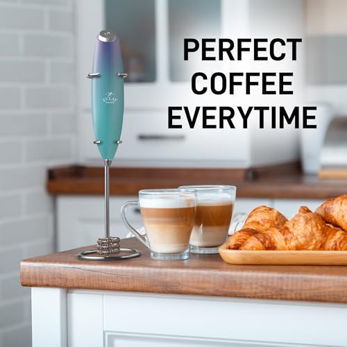 Powerful Milk Frother Wand With Duracell Batteries (Spectral Sea / Double Whisk + Batteries)
