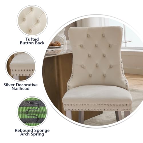Cream Velvet Dining Chairs Set of 4 (Ivory)