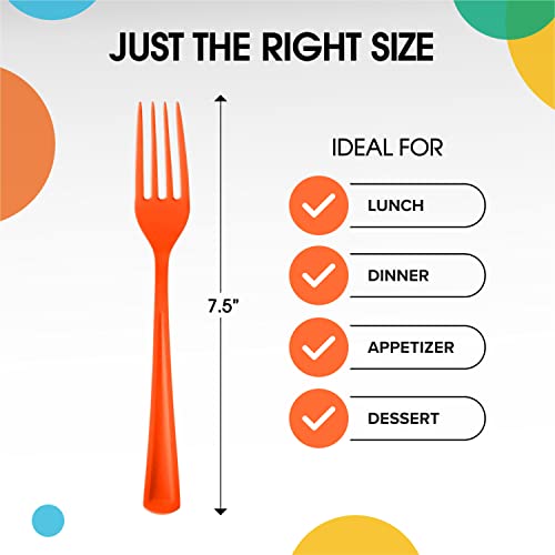 Orange Plastic Forks 200 Pieces Orange Forks Disposable Utensils Heavy Duty Plastic Cutlery Set Disposable Cutlery Sets Flatware Sets Silverware Set Party Supplies & Party Tableware (Orange / Forks)