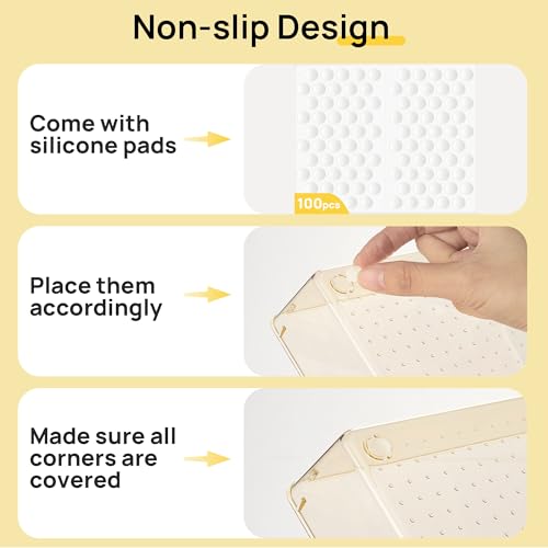 25 Pack Plastic Drawer Organizers with Non (Clear Champagne)