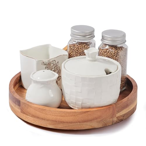 12" Acacia Wood Lazy Susan Organizer for Cabinet