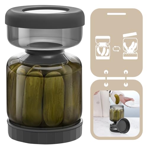 Pickle Jar with Strainer Flip (34oz Grey)