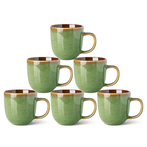 Ceramic Coffee Mugs Set of 6 (Sage Meadow Green / set of 6)