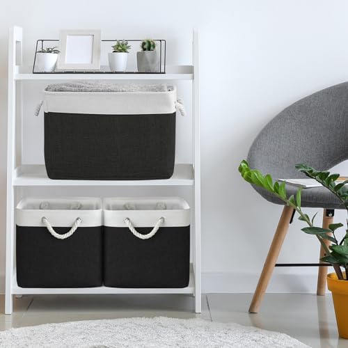 Storage Basket for Gifts Empty (White & Black / 3PCS/Large Cube - 16L×12W×12H)