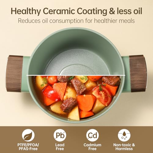 3.5 QT Ceramic Nonstick Saucepan with Lid (3.5 Quarts)