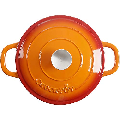 Artisan 5 Quart Round Enameled Cast Iron Dutch Oven (Sunset Orange / 5-Quart)