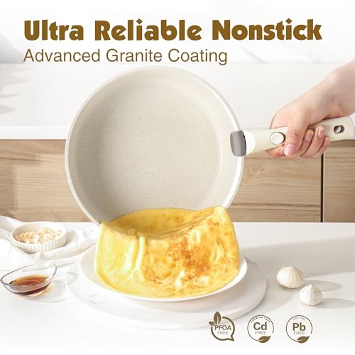 24 Piece Nonstick Detachable Handle Pots and Pans Set White (White / 24 Piece)