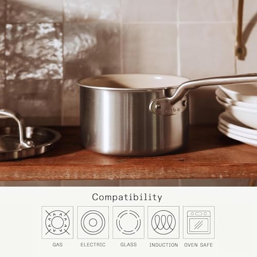 Cookware 4 QT CeramiClad Non Stick Saucepan with Lid (4 QT)