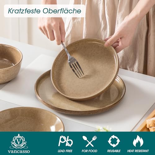 ANYA 24 Pieces Plates and Bowls Set (Caramel / 24 Pcs (Service for 6))