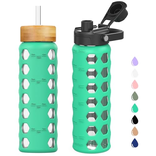 Glass Water Bottle (Green / 24 Ounces)