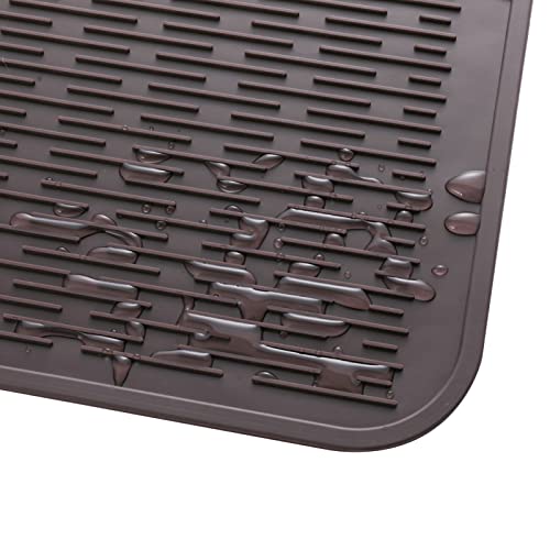 Silicone Dish Drying Mat for Multiple Usage (Coffee / 32"L x 18"W)