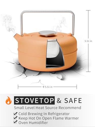 Teapot with Removable Infuser (0.8 Quarts / Orange Cylinder)