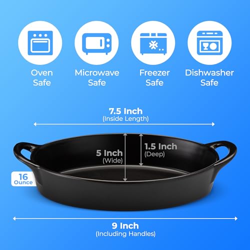 Oval Au Gratin Baking Dishes for Oven Safe and Microwave Cooking and Baking (4 Count)