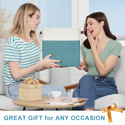 13x13 Cube Storage Bins (Teal / Off-White / Cube - 13"x13"x13")