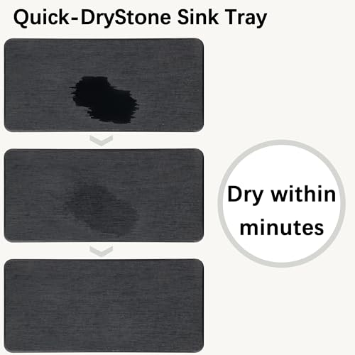 2Pcs Stone Soap Trays Water Absorbing Diatomite Coaster (Dark Gray / 8.3" x 3.9")
