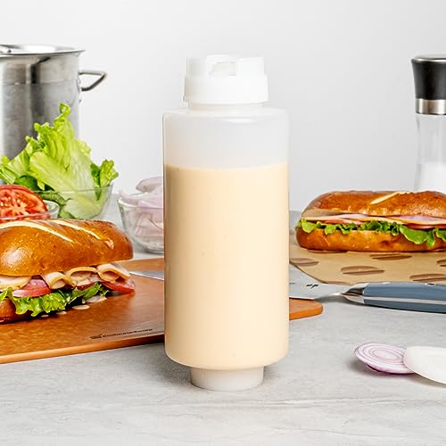 32oz. FIFO Inverted Plastic Squeeze Bottle with Refill and Dispensing Lids