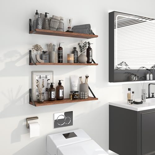 Floating Shelves for Wall (Rustic Brown / 31.5"W x 5.9"D x 5.4"H,Set of 3)