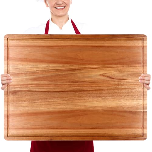 24"x18" XXL Extra Large Acacia Wood Cutting Boards for Kitchen Non Toxic (24"L x 18"W)