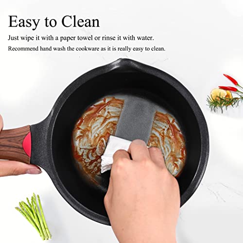 2QT Nonstick Sauce Pan with Lid (Black / 2 Quarts)